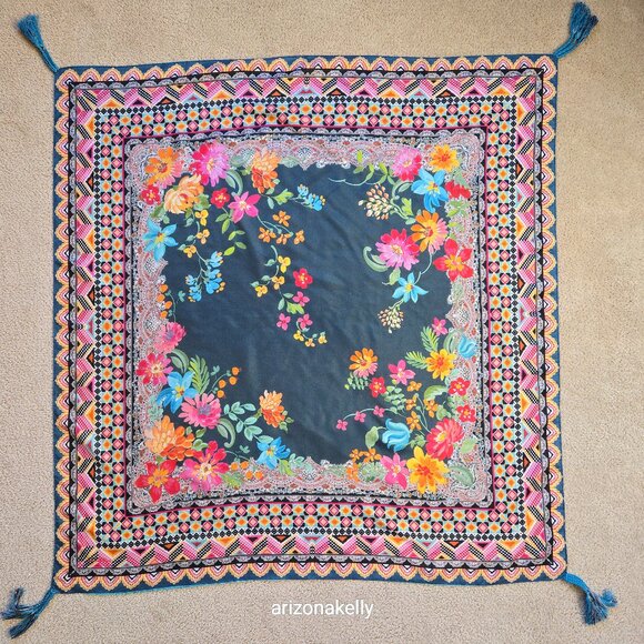 Johnny Was Accessories - NWOT Johnny Was Silk Scarf Floral Boho Square #16